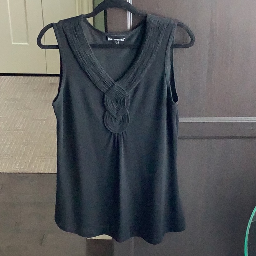 Cute Black Tank top in Stretchy Rayon Size Lg